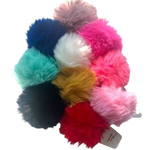 Pastel Large Ultra Fluffy Puff Ball Key Chains Bag Charms, NWT